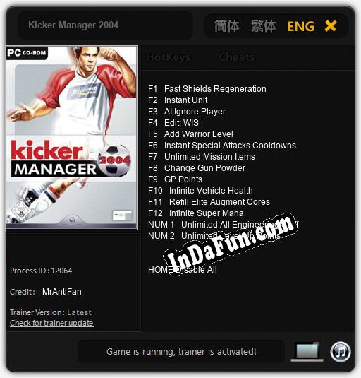 Trainer for Kicker Manager 2004 [v1.0.5]