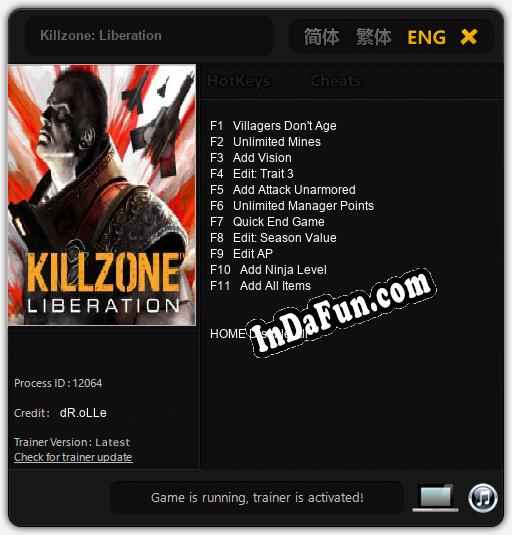 Killzone: Liberation: Trainer +11 [v1.5]