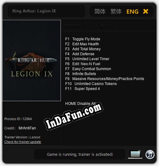 Trainer for King Arthur: Legion IX [v1.0.1]