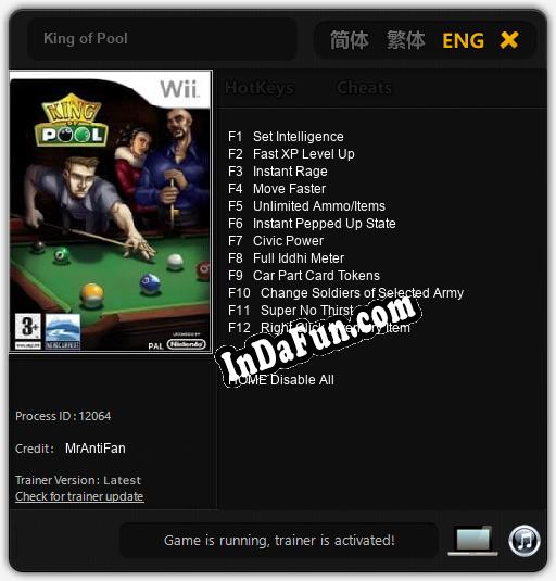 King of Pool: Cheats, Trainer +12 [MrAntiFan]