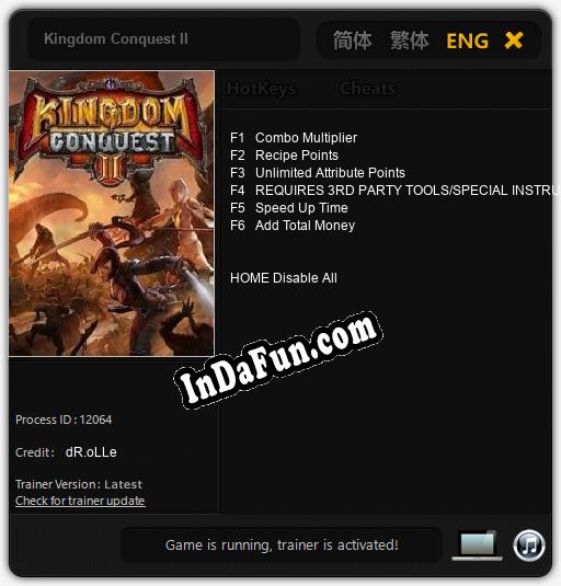 Kingdom Conquest II: TRAINER AND CHEATS (V1.0.43)