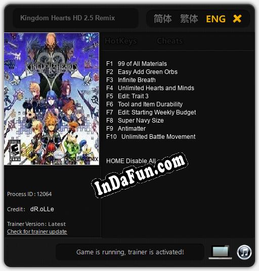 Kingdom Hearts HD 2.5 Remix: Cheats, Trainer +10 [dR.oLLe]