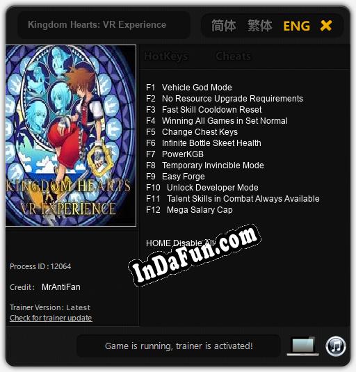 Kingdom Hearts: VR Experience: TRAINER AND CHEATS (V1.0.5)