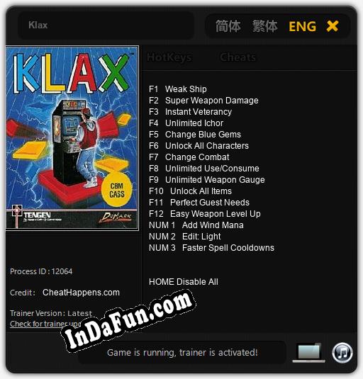 Klax: TRAINER AND CHEATS (V1.0.59)