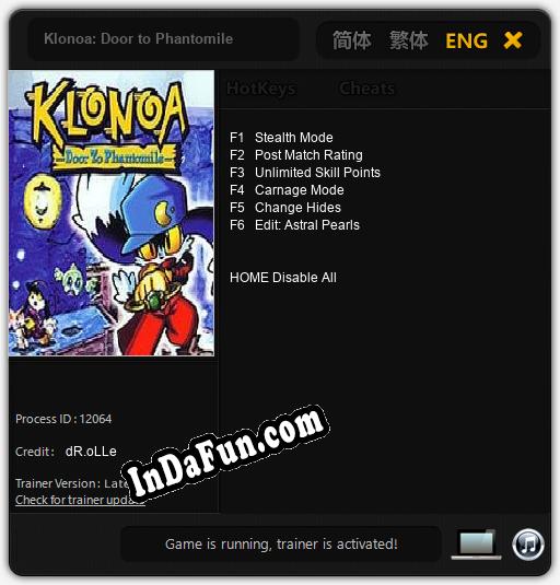 Trainer for Klonoa: Door to Phantomile [v1.0.7]