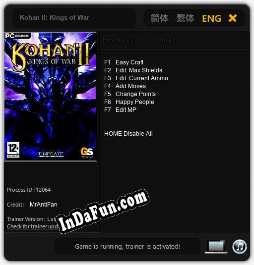 Kohan II: Kings of War: Trainer +7 [v1.4]