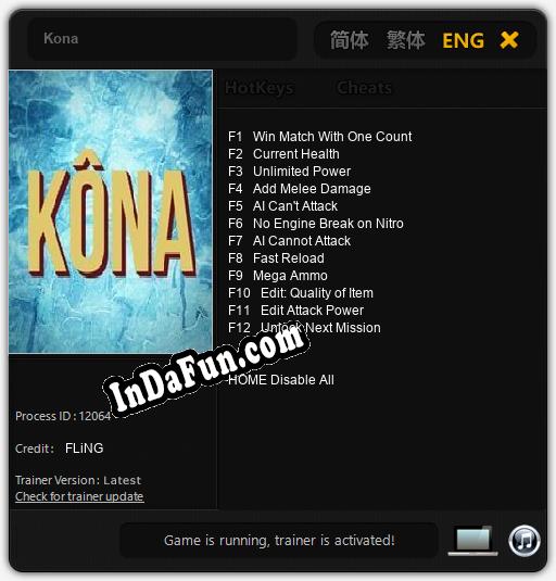 Kona: Cheats, Trainer +12 [FLiNG]