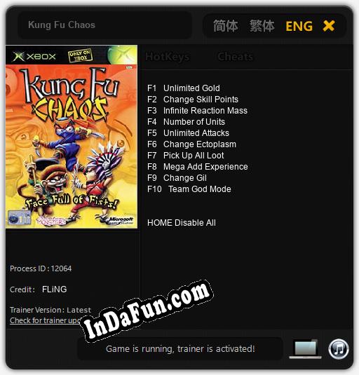 Trainer for Kung Fu Chaos [v1.0.4]