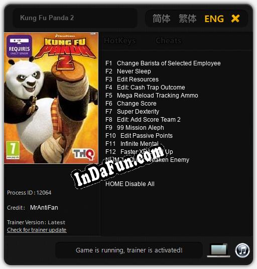 Trainer for Kung Fu Panda 2 [v1.0.4]