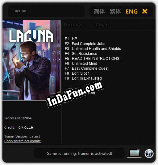 Lacuna: Trainer +9 [v1.9]