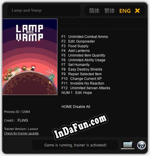 Lamp and Vamp: TRAINER AND CHEATS (V1.0.51)