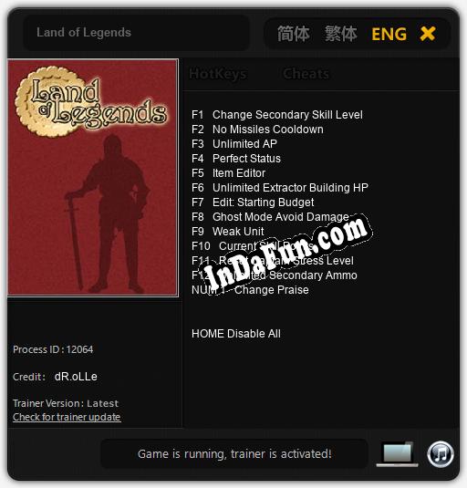 Trainer for Land of Legends [v1.0.3]