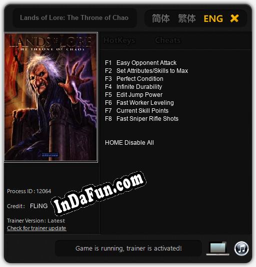 Lands of Lore: The Throne of Chaos: Trainer +8 [v1.6]