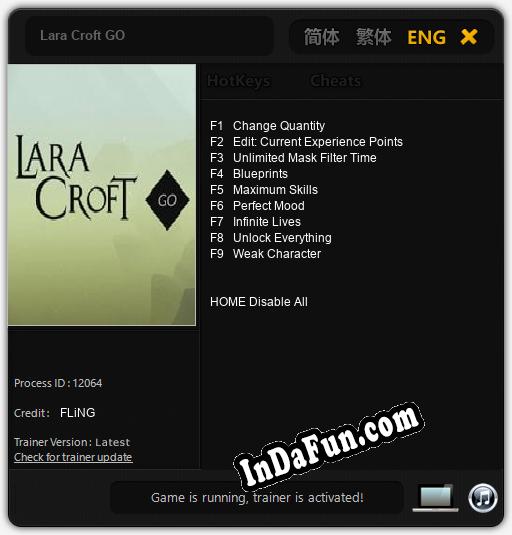 Lara Croft GO: Trainer +9 [v1.1]