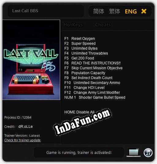 Last Call BBS: TRAINER AND CHEATS (V1.0.94)