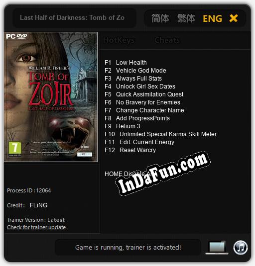 Last Half of Darkness: Tomb of Zojir: TRAINER AND CHEATS (V1.0.64)