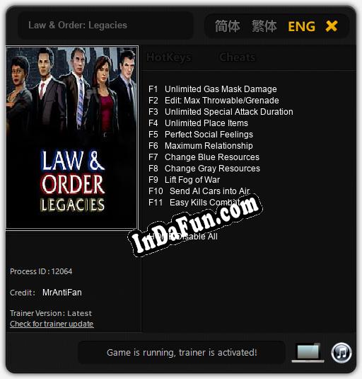 Law & Order: Legacies: TRAINER AND CHEATS (V1.0.95)