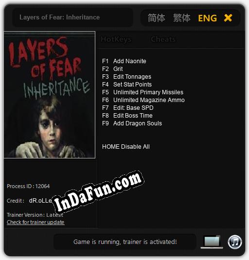 Trainer for Layers of Fear: Inheritance [v1.0.3]