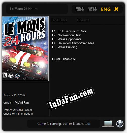 Le Mans 24 Hours: Cheats, Trainer +5 [MrAntiFan]