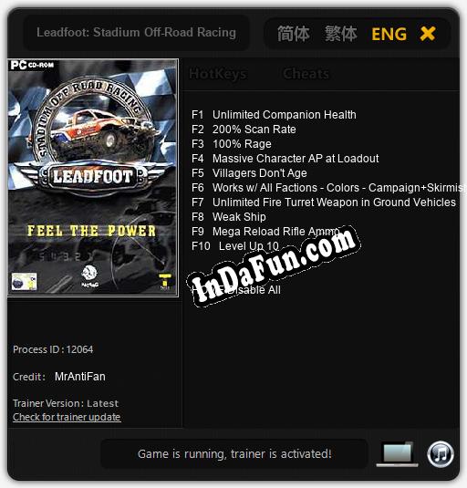Leadfoot: Stadium Off-Road Racing: TRAINER AND CHEATS (V1.0.30)