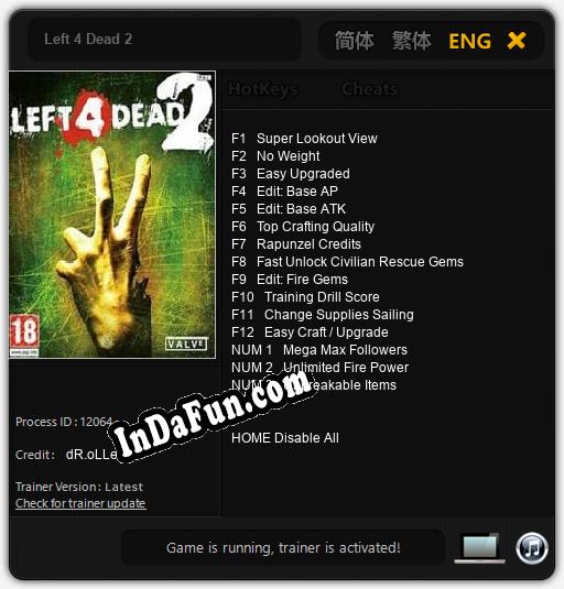 Trainer for Left 4 Dead 2 [v1.0.8]