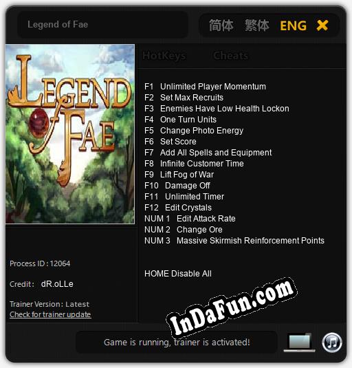 Legend of Fae: TRAINER AND CHEATS (V1.0.70)
