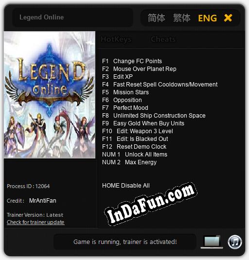 Legend Online: Cheats, Trainer +14 [MrAntiFan]