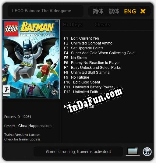 Trainer for LEGO Batman: The Videogame [v1.0.5]