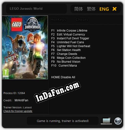 LEGO Jurassic World: Trainer +10 [v1.3]