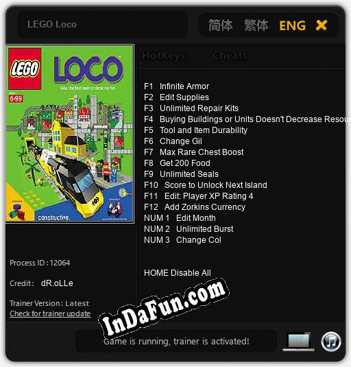 LEGO Loco: Cheats, Trainer +15 [dR.oLLe]