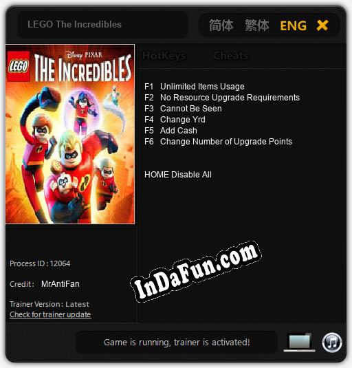 Trainer for LEGO The Incredibles [v1.0.4]