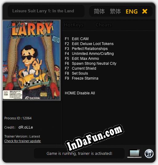 Leisure Suit Larry 1: In the Land of the Lounge Lizards: Cheats, Trainer +9 [dR.oLLe]