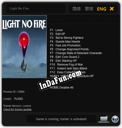 Trainer for Light No Fire [v1.0.7]