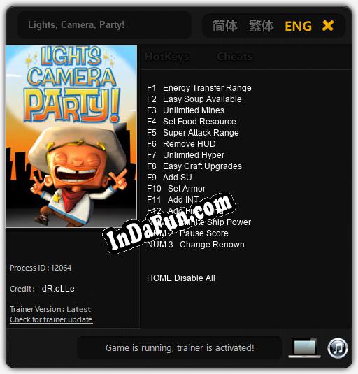 Lights, Camera, Party!: Trainer +15 [v1.2]