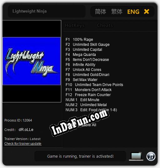 Lightweight Ninja: TRAINER AND CHEATS (V1.0.99)