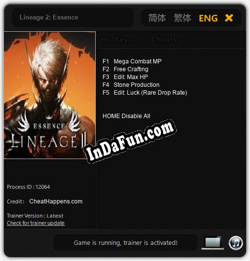 Lineage 2: Essence: TRAINER AND CHEATS (V1.0.7)