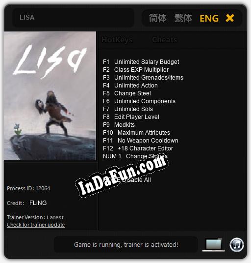 LISA: TRAINER AND CHEATS (V1.0.59)