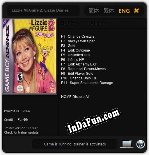 Trainer for Lizzie McGuire 2: Lizzie Diaries [v1.0.3]