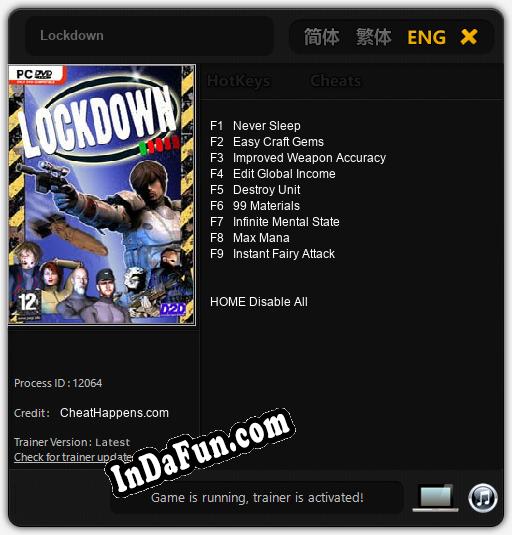 Lockdown: Trainer +9 [v1.9]