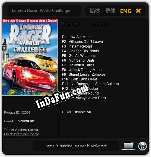 London Racer: World Challenge: Cheats, Trainer +14 [MrAntiFan]