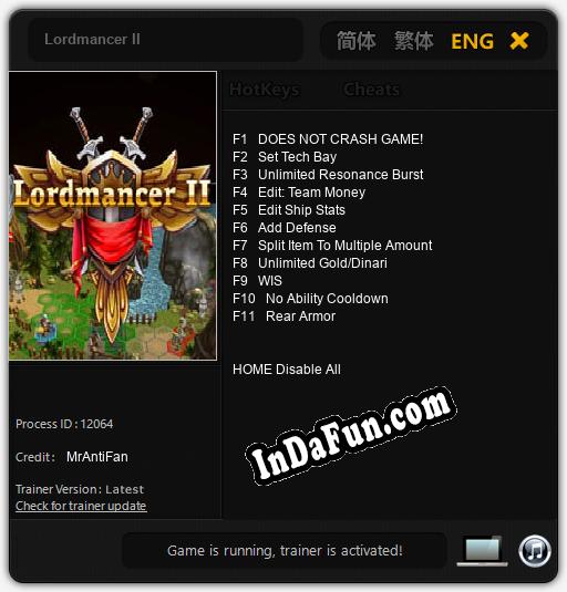 Lordmancer II: TRAINER AND CHEATS (V1.0.52)