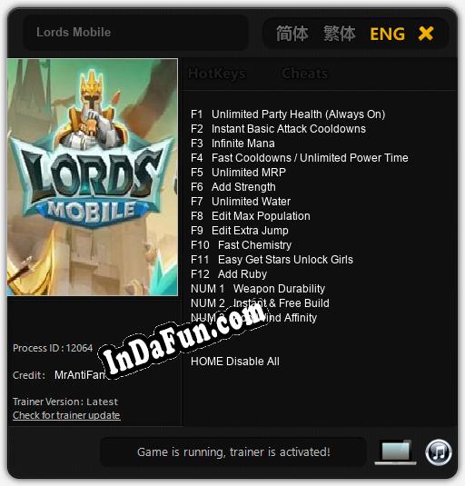 Lords Mobile: Trainer +15 [v1.3]