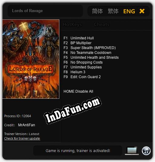 Lords of Ravage: Cheats, Trainer +9 [MrAntiFan]