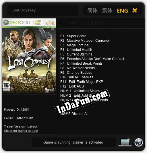 Lost Odyssey: TRAINER AND CHEATS (V1.0.77)
