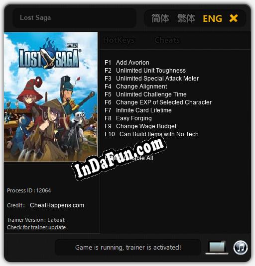 Lost Saga: TRAINER AND CHEATS (V1.0.12)