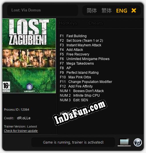 Lost: Via Domus: TRAINER AND CHEATS (V1.0.42)