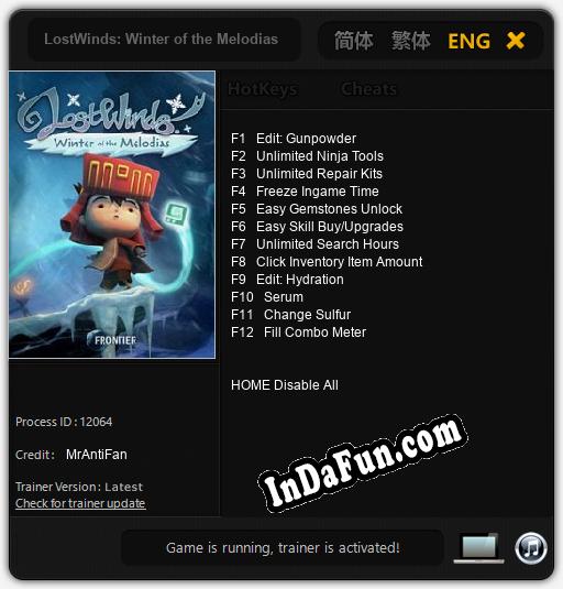 LostWinds: Winter of the Melodias: Trainer +12 [v1.1]