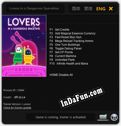 Trainer for Lovers in a Dangerous Spacetime [v1.0.8]