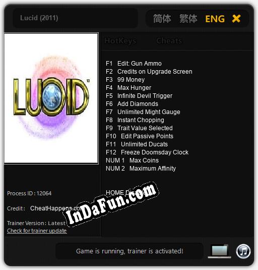 Lucid (2011): TRAINER AND CHEATS (V1.0.17)