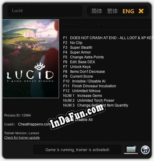 Lucid: Cheats, Trainer +15 [CheatHappens.com]